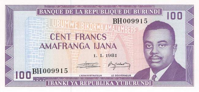 Burundi p29b 100 Francs 1981